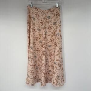Laura Ashley Floral Midi Skirt - Cream and Brown